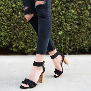 Mi.iM Emmeline Black Ruffle Trim Two Band Heel